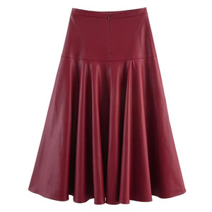 High Waist Women's <b>Pleated</b> <b>Skirt</b> Solid Color Shiny <b>Satin</b> All Seasons Wear - Product Image 4