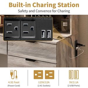 Large LED Lighted Mirror <b>Makeup</b> Vanity <b>Table</b> Set with Charging Station Glass Doors Drawers-for Your Daily Beauty Routine! - Product Image 2