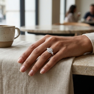 Bague de fiançailles pour femme en platine PT950 avec diamants de laboratoire taille octogonale, style classique - Product Image 5
