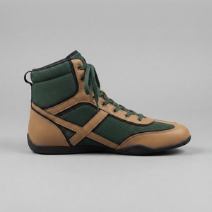 Chaussures de boxe légères à lacets pour hommes, chaussures d'entraînement en cuir respirant à cheville haute, support de cheville flexible, adhérence par tous les temps - Product Image 4