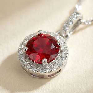 Pendentif rubis rouge en argent sterling 925, collier artisanal en pierres précieuses, bijoux bohèmes élégants, cadeau unique pour femmes - Product Image 1