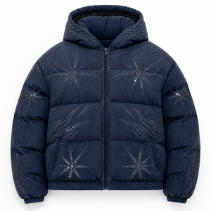Blouson matelassé gaufré à capuche pour homme, manteau d'hiver épais en polyester, décontracté, fermeture éclair, coupe ample - Product Image 6