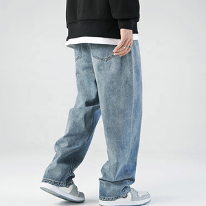 Jean en denim baggy pour homme, coupe droite ample, multi-poches, style workwear et streetwear, délavé, fabricant - Product Image 6
