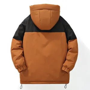 Chaqueta Acolchada con Capucha para Hombre, Diseño Color Block, Cortavientos, Informal, para Invierno, con Cierre de Cremallera, Relleno de Poliéster, Corte Regular - Product Image 4