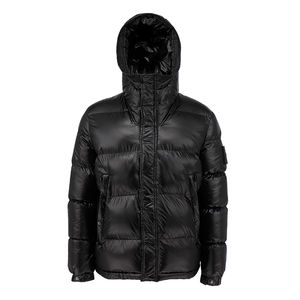 Chaqueta Acolchada Negra Brillante de Cuello Alto para Hombre, Chaqueta Térmica Cortavientos con Capucha, Abrigo de Burbujas para Invierno, Prenda Exterior de Moda, Chaquetas para Hombre en Tendencia - Product Image 1
