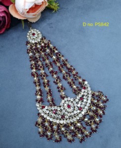 Chaîne de tête de mariée pakistanaise tendance, ornements capillaires perlés en cristal, pinces latérales de mariage ethniques traditionnelles, vente en gros - Product Image 4