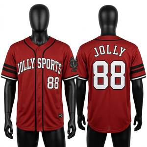 Camiseta de béisbol para hombre de poliéster de malla de 180 GSM, roja y negra, con paneles, sublimación, ropa de equipo, 100% algodón, corte holgado, estampada. - Product Image 1