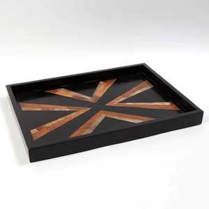 Bandeja para Servir Hielo de Metal Negro Premium, Moderna, Antiadherente, Ecológica, con Diseño Floral, Linea Exports Inc LE-F11139 - Product Image 1