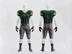 Ensemble de maillot et pantalon ajustés pour homme, vert, style football américain, col en V, manches courtes, anti-humidité - Product Image 2