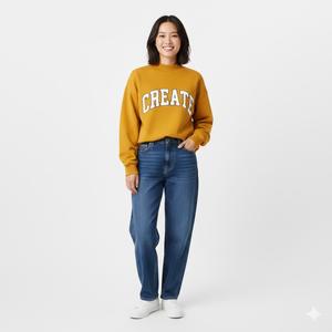 Sudadera personalizada de cuello alto para mujer, de forro polar grueso, con bordado, patrón sólido lavado, estilo streetwear - Product Image 2