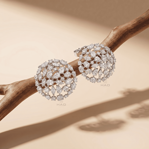 Pendientes de Diamantes Cultivados en Laboratorio, Oro Blanco, Diseño Floral Redondo, Joyería Fina de Lujo, Elegante Regalo para Mujer - Product Image 1