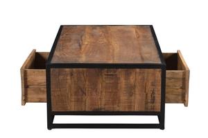 industrial <b>Wood</b> <b>Coffee</b> <b>Table</b> Storage Center <b>Table</b> <b>Square</b> Living Room End <b>Table</b> with Drawer and Open Shelf - Product Image 4