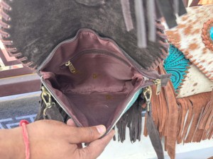 Women's New Designer Hair on Hide Leather Fringe Handbag Tooled Leather Cowhide Cross Body Purse Stylish Sling Gifts - Product Image 6