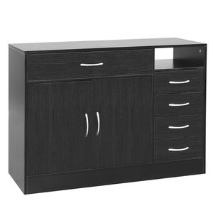 Mobile da Bagno in MDF Nero con Ante Doppie in Triamina e Cinque Cassetti, Elegante Soluzione di Stoccaggio - Product Image 2