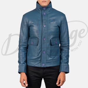 Blouson Bomber Urbain en Cuir Noir pour Homme avec Doublure Contrastante et Capuche Intégrée, Veste Extérieure en Véritable Peau de Mouton Zippée – Vente en Gros - Product Image 2