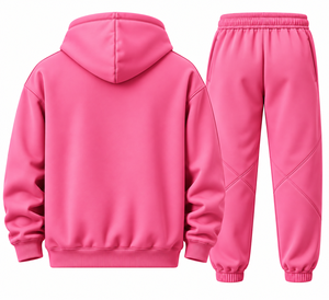 Ensemble de survêtement rose pour homme en polaire avec sweat à capuche et pantalon de jogging, imprimé lettres, poches, tenue décontractée deux pièces - Product Image 4