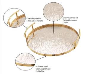 Plateau de service rond en bois d'acacia avec poignées pour servir les aliments, brun, avec taille personnalisable, en provenance d'Inde - Product Image 1