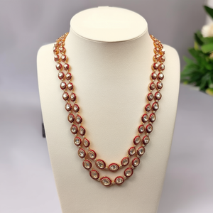 Heeru Gold Plated Polki Layered Bridal Necklace & Earring Set - Product Image 3