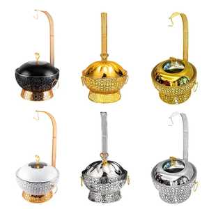 Oval Glass Chafing Dish With Gold <b>Lid</b> And Handles Buffet Food Warmer With Candle Holders Elegant Serving Bowl - Product Image 6