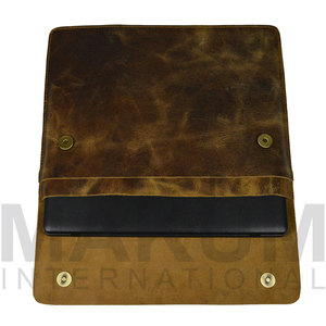 MAKUM INTERNATIONAL Brown Leather <b>Laptop</b> <b>Sleeve</b> with Flap Closure and Inner Pocket for Portable Protection Model MI-LLC-520 - Product Image 5