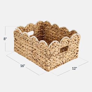 Eco Friendly Handwoven <b>Basket</b> Set Natural Fiber <b>Storage</b> Organizer Water Hyacinth Seagrass <b>Wicker</b> Style <b>Basket</b> For Laundry Pantry - Product Image 4