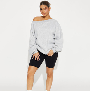 New Design Gym Workout Track Pullover French Terry Crew Neck One Shoulder <b>Jumper</b> Wear Outdoor Sweatshirt Women - Product Image 1