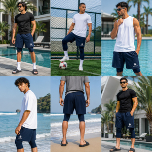 Shorts Bermuda Homme Couleur Unie Modeste Halal AMRISS – Fabricant, Logo Brodé, Taille à Cordon, Séchage Rapide, Vente en Gros - Product Image 2