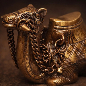 SHUBHAM Handcrafted Solid Brass Camel <b>Statue</b> with Decorative Chain Vintage Camel Figurine Animal Showpiece for Home & Office - Product Image 6