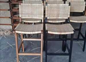 Modern Rattan <b>Dining</b> <b>Chair</b> With Wood Legs For Home Furniture - Product Image 2