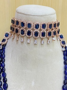 RAY FINE ORNATES <b>Ruby</b> Pink Vintage Choker <b>Necklace</b> Set 18K Rose Gold Plated IGI Certified Indian Jewelry Elegant Bridal Wedding - Product Image 2