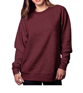 ซื้อเสื้อสเวตเชิ้ตคอกลมโอเวอร์ไซส์สำหรับผู้หญิง ขายส่ง สีพื้น ไหล่ตก แขนยาว ผ้าถัก คอตตอน ใส่ได้ในฤดูใบไม้ร่วง - Product Image 5