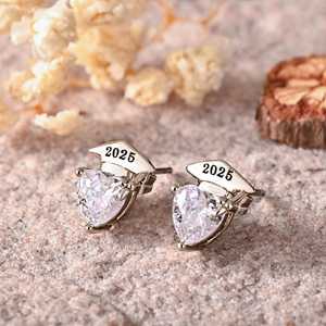 Pendientes de Graduación BOJ 01 con Piedra de Nacimiento Personalizada y Birrete de Graduación, Impresionantes, a Bajo Precio, en Oferta - Product Image 1