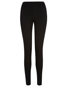 Women's Basic Knitted <b>Leggings</b> Full Length Solid Black Elastic Waist Soft Stretch 180g All Seasons 95% Cotton Casual Machine - Product Image 1