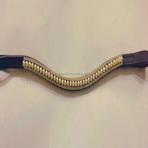 Pulsera personalizada de 3 filas de cristales dorados y perlas plateadas, cadena ostentosa de combinación, correa de cuero genuino negro o marrón para cejas de caballo - Product Image 4