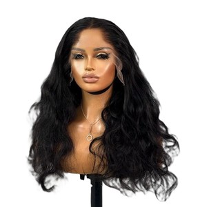 13x4 HD Frontal <b>Wig</b> 32 Inch Human Hair <b>Wig</b> Indian Remy Hair Natural Black - Product Image 1