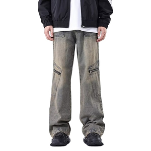 Quick Dry Men's Casual Cotton <b>Jeans</b> Pants Plus Size High Street Hip Hop Baggy Style Casual Design Featuring Stretchable Blend - Product Image 2