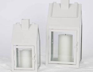 Decoraciones Navideñas para el Hogar, Portavelas de Metal Blanco con Forma de Casa, Faroles para Mesa y Suelo, Gran Venta - Product Image 3