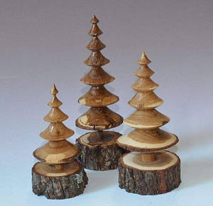 Nouveaux sapins de Noël en bois naturel, faits à la main, pour table, avec base rectangulaire - Product Image 4