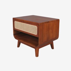 Table de chevet minimaliste en teck massif Sovaline avec rangement, meubles de chambre durables - Product Image 2