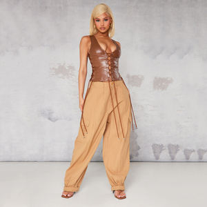 Top Corset de Cuero con Tirantes Finos para el Día de San Valentín, Diseño Sexy sin Tirantes para Adultos, Estilo Casual, Cierre Frontal Perfecto - Product Image 4