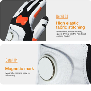 Gants de golf respirants en cuir véritable avec fermeture à enfiler, antidérapants, fabriqués en cuir véritable. - Product Image 2