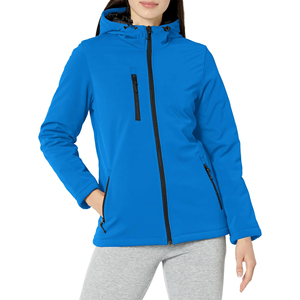 Chaqueta de Forro Polar Azul con Capucha para Mujer, Cierre Completo, Resistente al Viento, Color Sólido, para Uso en Exteriores, Corte Regular, Material de Poliéster - Product Image 5