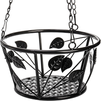 Panier suspendu décoratif pour plantes avec suspension à chaîne, accent feuille, cadre métallique pour balcon intérieur/extérieur, jardin, pot de fleurs