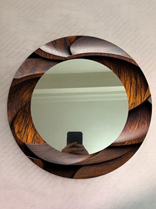 REHMAN CRAFT Twisted Wood Grain <b>Round</b> <b>Wall</b> <b>Mirror</b> with Glass & Metal Frame Handmade 2.5cm Thick - Product Image 5