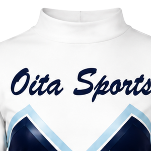 Maillot de sport à manches longues sublimé bleu marine et blanc pour cheerleading, entraînement, compétition et matchs - Product Image 3