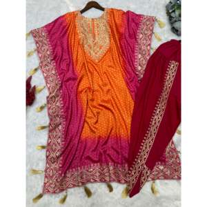 Designer <b>Modest</b> <b>Sets</b> Kaftan and Dhoti with Embroidery and Digital Print Work - Product Image 3
