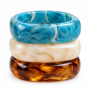 Bracelets en résine faits à la main, effet marbre, épais, multicolores, bijoux tendance, vente en gros, OEM, ODM, en vrac - Product Image 4