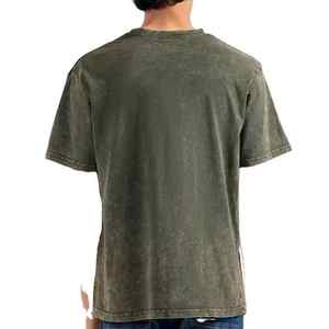 เสื้อยืดโอเวอร์ไซส์ทรงวินเทจสำหรับผู้ชาย พิมพ์ลายโลโก้ด้านหน้า ล้างสีแบบแอซิดวอช หลายสี ผ้าฝ้าย 100% แฟชั่นฤดูร้อน ปรับแต่งได้ตามต้องการ - Product Image 5