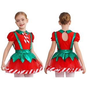 <span class=keywords><strong>4</strong></span>-14 niños niñas traje de Navidad Puff manga tutú vestido tirantes vestido mono baile leotardo mono baile vestido <span class=keywords><strong>disfraces</strong></span> - Product Image 2