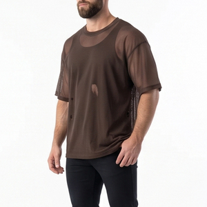 T-shirt transparent léger pour homme, en maille fine, à épaules tombantes, 100% polyester, séchage rapide, tee-shirt transparent pour homme - Product Image 6
